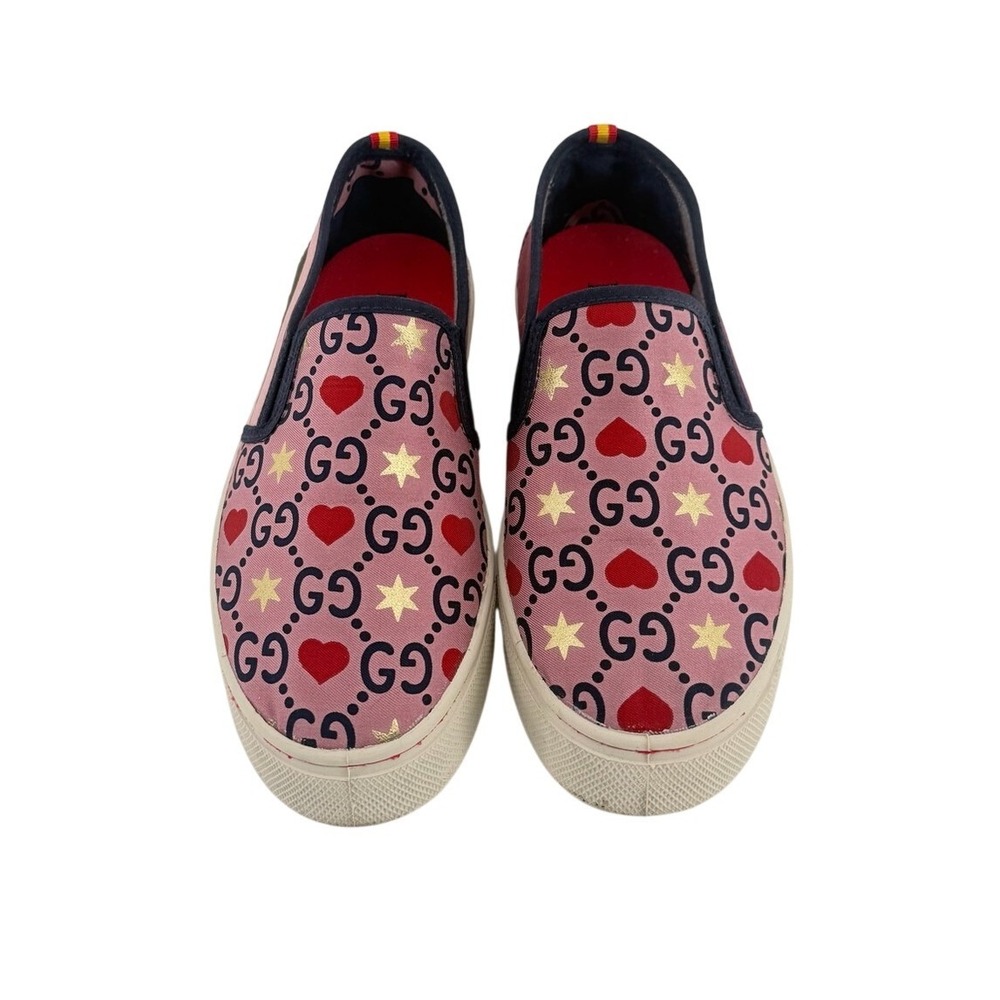 Respoke Gucci Silk Scarf Slip On Sneakers Pink Heart Star GG Monogram size‎ 6 36